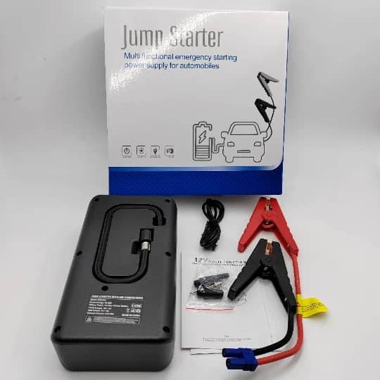 Booster de Batterie 4-en-1 FOXSUR — Démarreur Auto + Compresseur + Power Bank + LED